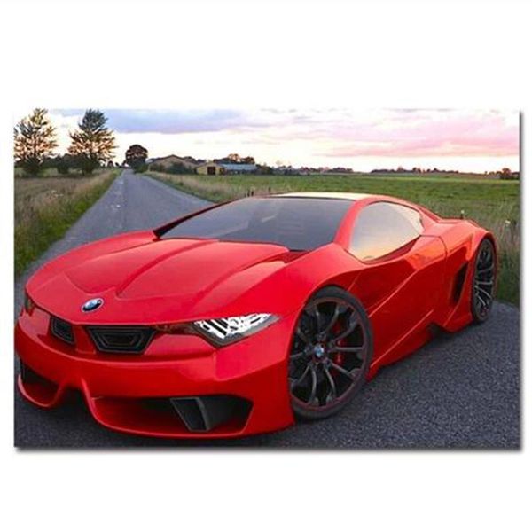 

paintings red car diy painting by numbers kits landscape acrylic paint on canvas hand painted gift for home decor 40*50cm