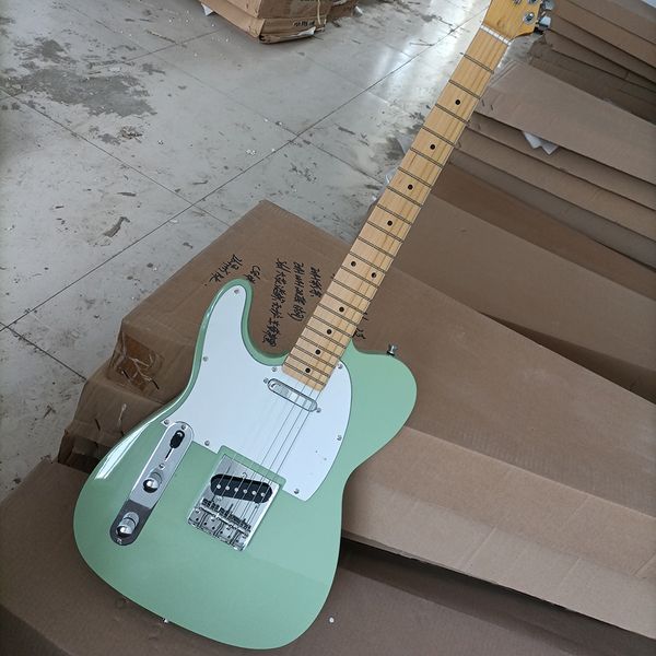 

6 strings left handed light green electric guitar,maple fretboard