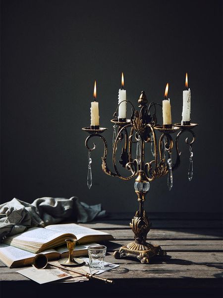 

candle holders luxury european style holder living room retro wrought iron dinner table portavelas decor bs50ch