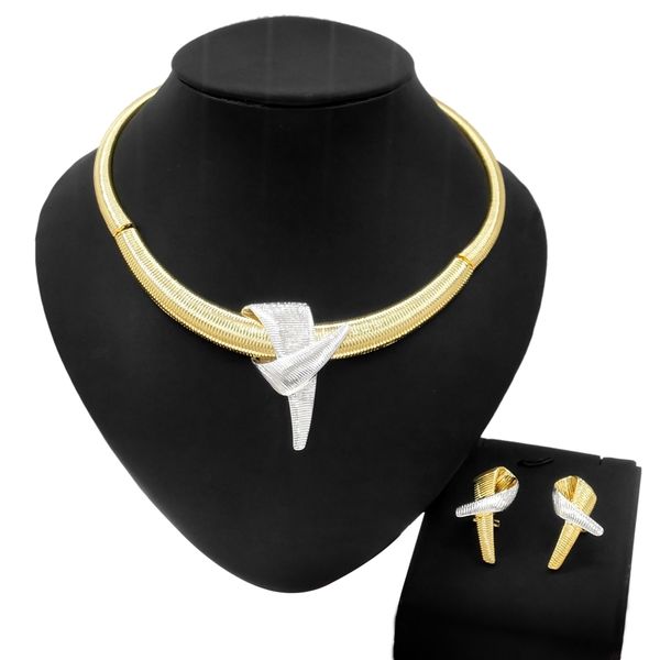 

yulaili new exquisite gold-plated fashion jewelry set necklace earrings beautiful and noble wholesale women spot 2 pieces jewellery sets hv2, Black