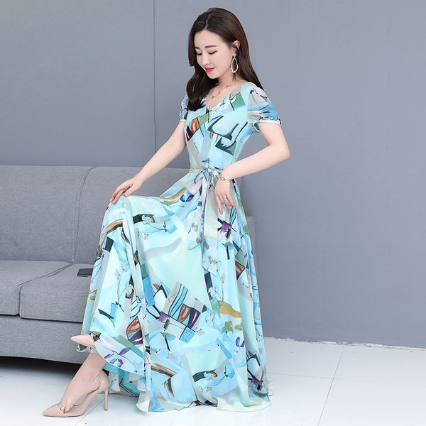 

factoryo05m factoryuu2z flower chiffon dress 2021 new slim waist beach skirt summer, White;black