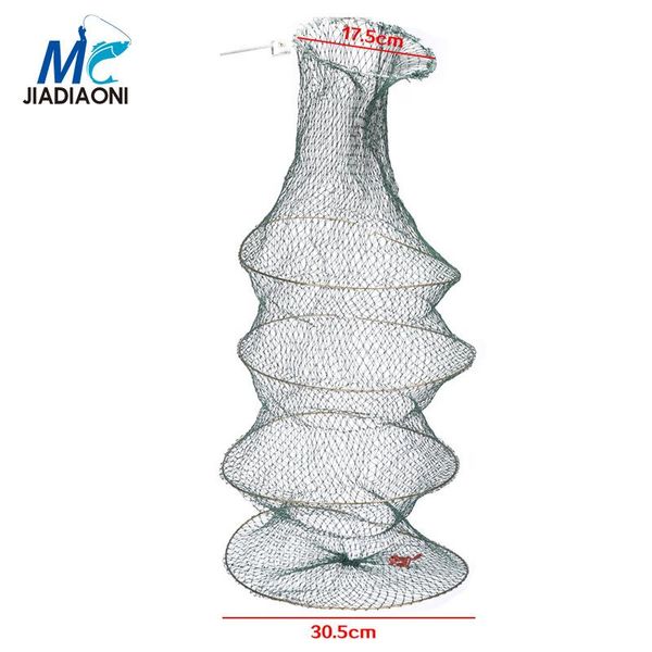 

fishing accessories jiadiaoni folding round metal frame nylon mesh crab fish net landing green