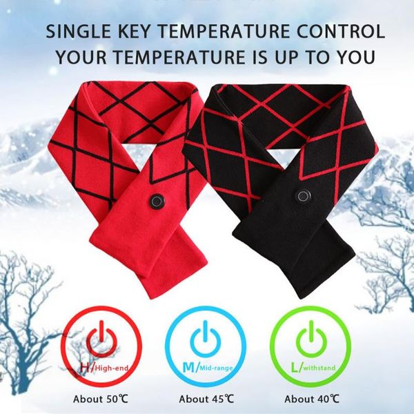 

cycling caps & masks usb heated scarf women winter heating neckerchief plush collar scarves shawl neck warmer fever, Black