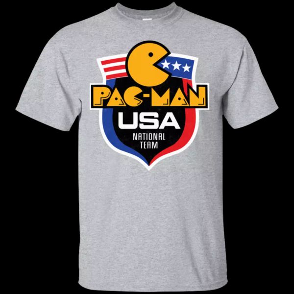 

PAC-MAN, Retro, 1980's, American, Funny, Video Game, Arcade, T-shirt, White;black