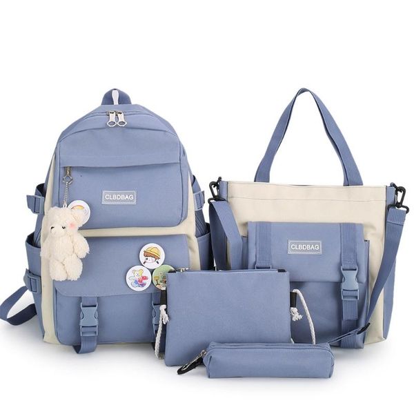 

school bags 4pcs canvas backpack teens bag bookbags lapback to