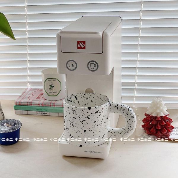 

mugs ceramic mug splash ink dot retro water cup large ear drink coffee milk home
