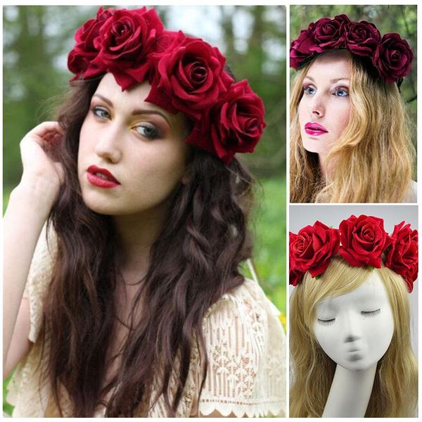 

decorative flowers & wreaths women charm flower tiara wedding floral headband hair accessories bridal garland princess wreath girls crown he