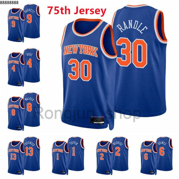 

2021-22 75th anniversary diamond printed mens basketball julius randle derrick rose kemba walker evan fournier rj barrett miles mcbride sims, Black