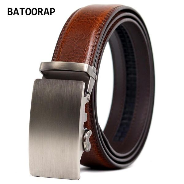 

belts leather for men gray metal automatic buckle business waist strap male cowhide brown 44"-52", Black;brown