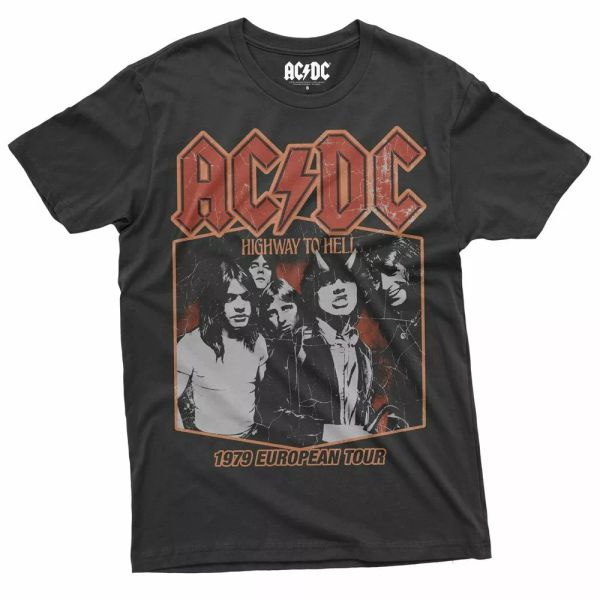 

ac/dc highway er hell'79 t-shirt man official licensed, White;black