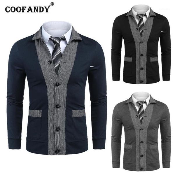 

men's jackets men fashion turn down collar long sleeve striped patchwork casual autumn, winter jacket single breasted1, Black;brown