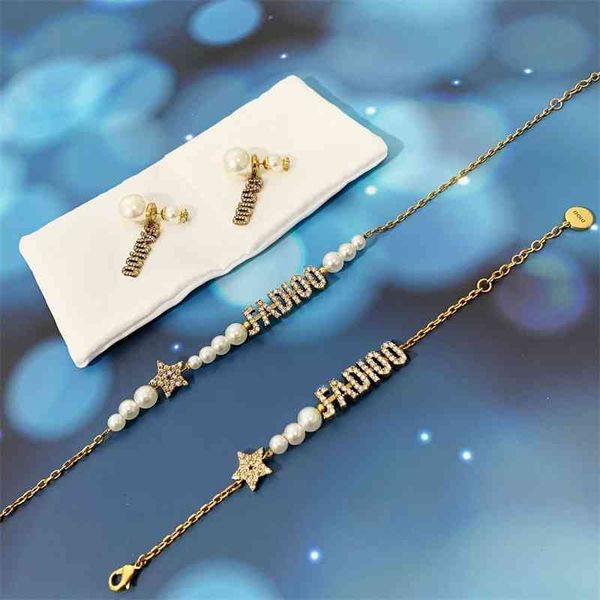 

70% off outlet online family's new letter pearl necklace in 2021, Black