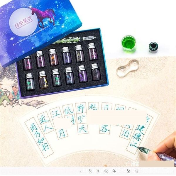 

wvg art glass set star founta crystal water student writg crystal gift box manual creative color k fountain pens star dipped in water pen