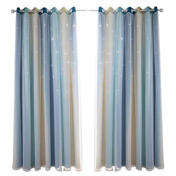 

curtain & drapes double layer blackout curtains star cutout for living room jinya home decor white sheer window panels girls bedroom