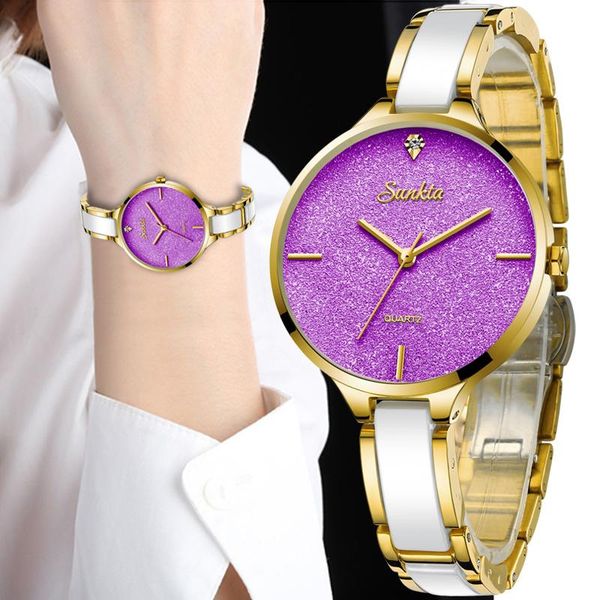 

women watch ceramic simple diamond clock casual fashion sport waterproof wristwatch relogio feminino wristwatches, Slivery;brown