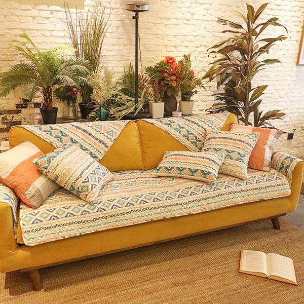

chair covers pastoral cloth sofa cover towel slipcover cotton fabric thick modern non-slip couch corner mats 1pcs