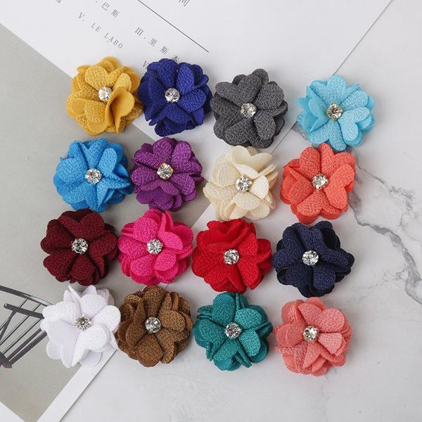 

decorative flowers & wreaths 10pcs/3.5cm diamond flower headdress korean pearl linen cloth art decoration diy for headband clips hair access