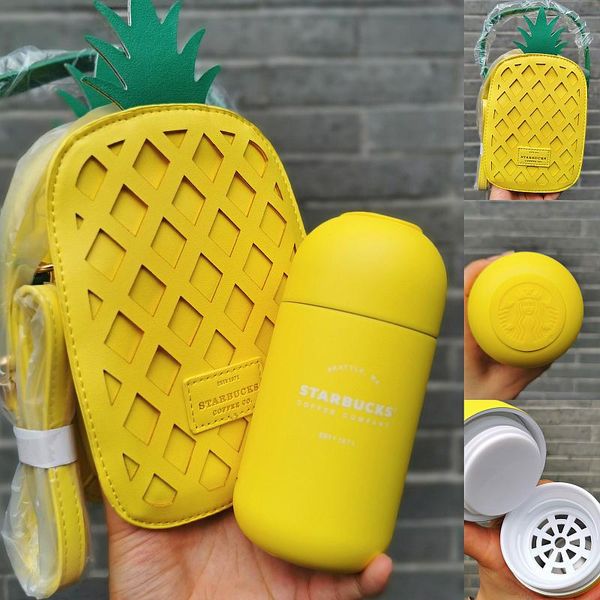 

water bottles cup 2021 summer yellow fun pineapple shape containing bag 220ml