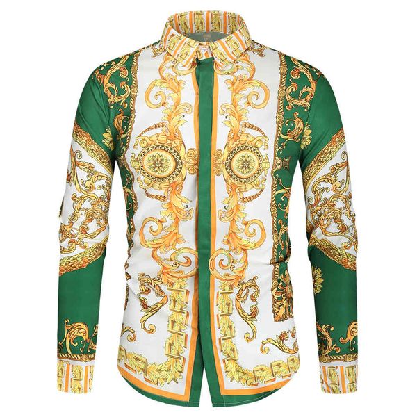 

men's t-shirts men clothes casual slim fit luxury royal long sleeve paisley print hawaiian camisa social masculina manga longa prom par, White;black