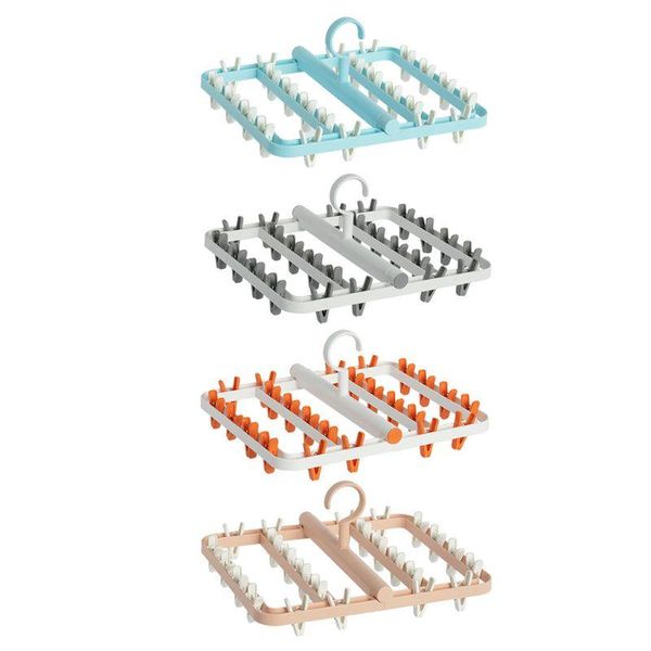 

hangers & racks 2021 24 clips folding clothes hanger multi-function windproof drying rack for underwear socks scarf storage anti-winding