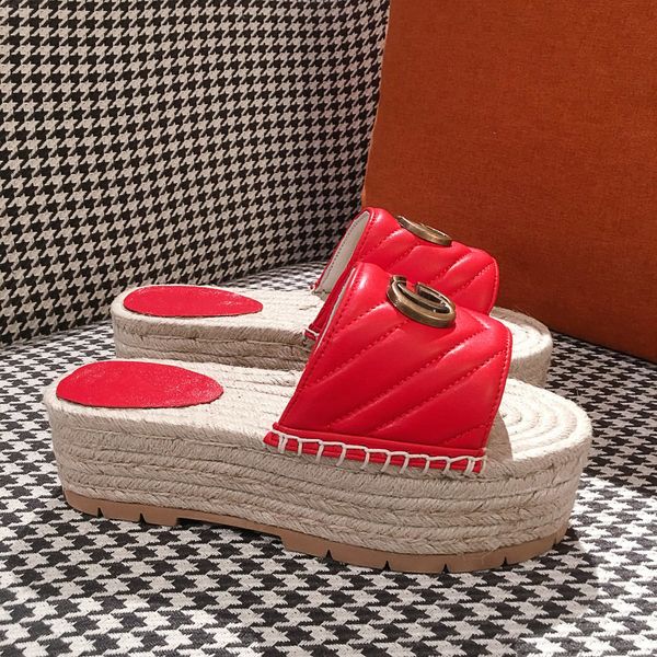 

fashion popular trend slipper womens striped sandals straw flax sole causal non-slip summer slippers with straw flax thick sole flip flops s, Black