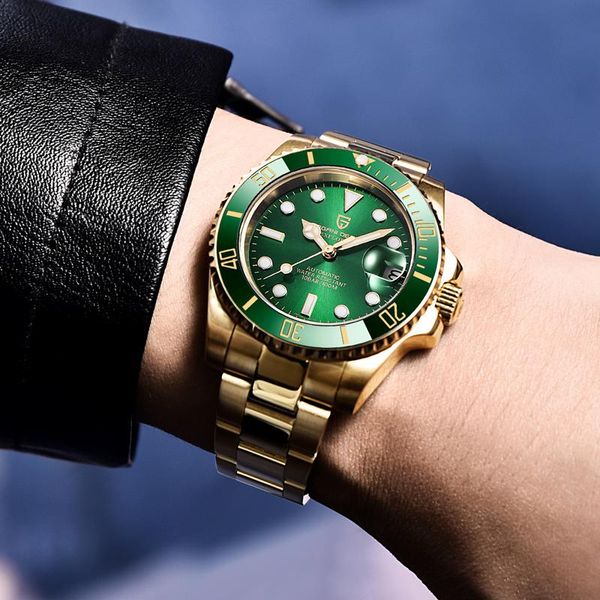 

original men's mechanical watch ceramic bezel gold stainless steel sapphire fashion boy's a611 wristwatches, Slivery;brown