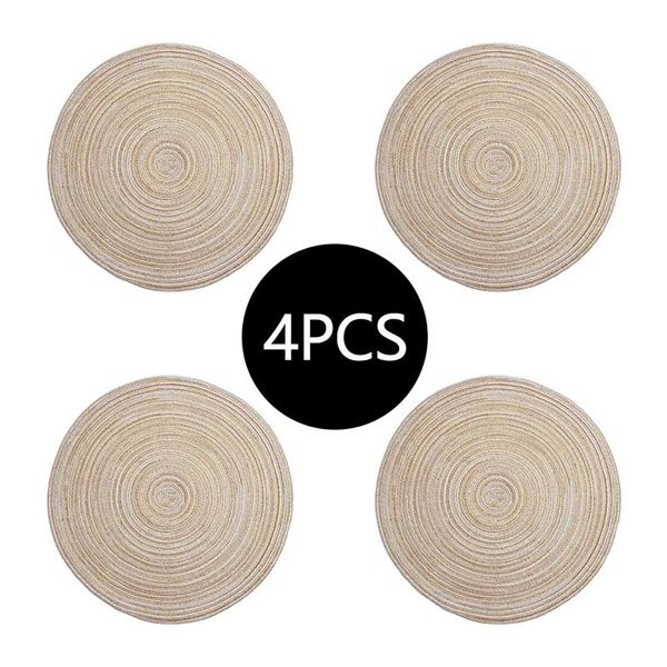 

mats & pads 4pcs 30/38cm nordic round table mat placemat crossweave tableware pad woven insulation for decor kitchen coasters