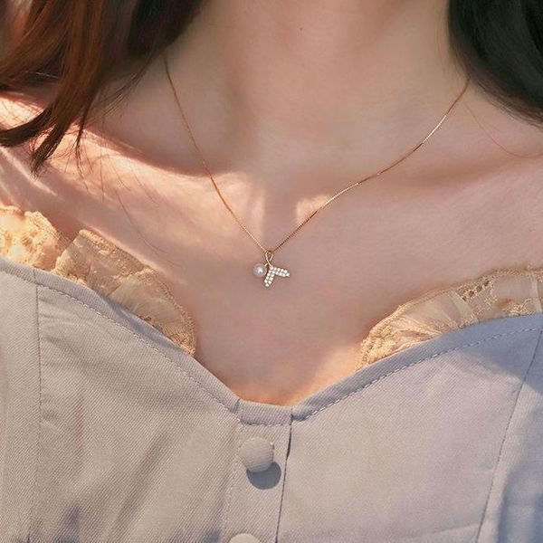 

chains s925 silver fashion mermaid legend fishtail pearl necklace female simple non fading ins cool wind clavicle chain