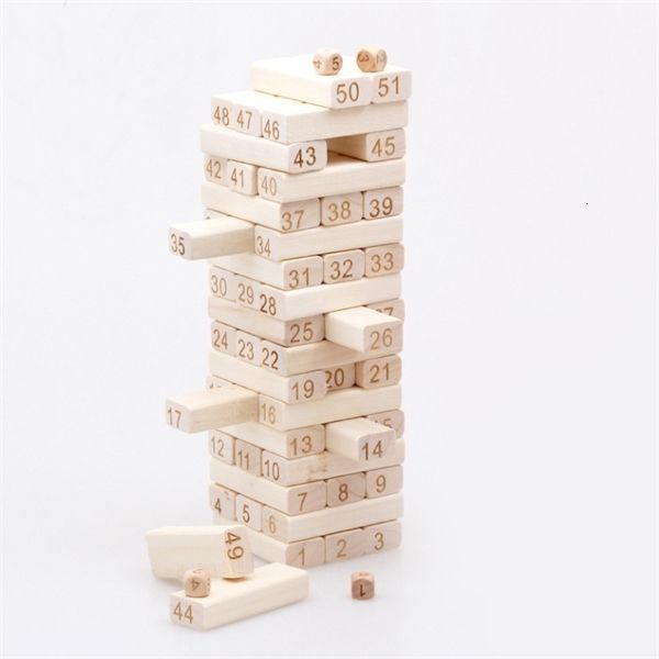 

51 pcs/set quality beech wooden tower wood building blocks jenga domino game kids gift developmental toys 1020