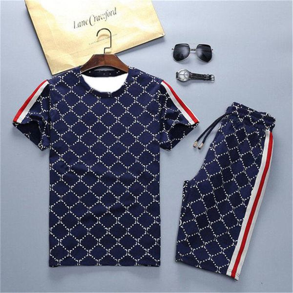 

designers men's suits short sleeves letter printing street style youth sports and leisure t-shirt shorts men's suits without label, Gray