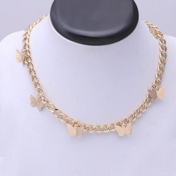 

chokers punk animal chunky chain butterfly necklaces for women gold color choker necklace night club jewelry gifts trinket, Golden;silver