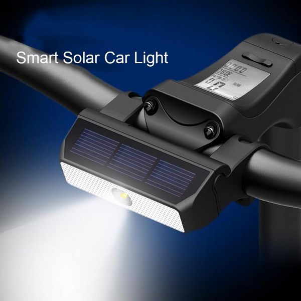 

smart solar 300mah bicycle front light bike waterproof headlight led cycling accessories outdoor lights