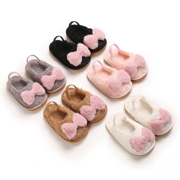 

first walkers baby girl plush cute bow soft comfort flat shoes casual princess 0-18 months toddlers