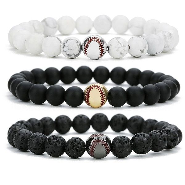 

beaded, strands natural stone 8mm beaded white howlite black lava agates energy healing reki bracelet for men women gifts