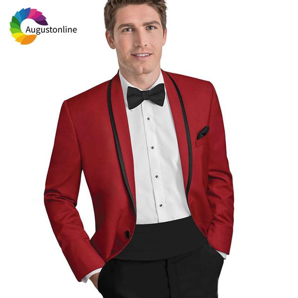 

men's suits & blazers shawl lapel red men for wedding blazer evening party prom slim fit casual tailored tuxedo man 2pieces t, White;black