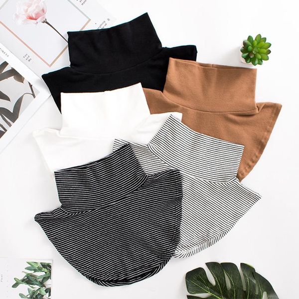 

scarves winter inside sweater warm pullover cotton fake collar children scarf women knit stripe elastic turtleneck neck guard scarve o29, Blue;gray