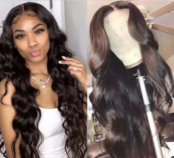 

lace wigs body wave middle t part wig brazilian wavy human hair for women 10-26inch pre-plucked, Black;brown