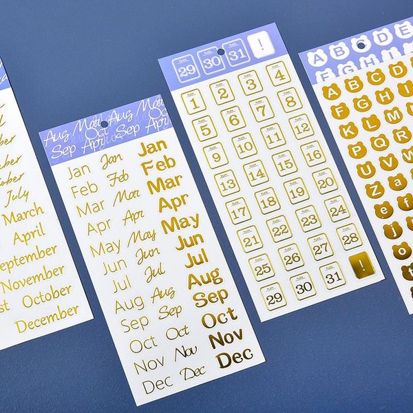 

gift wrap creative gold foil pet letter number journal sticker die cut for scrapbooking phone case decorative planner stickers