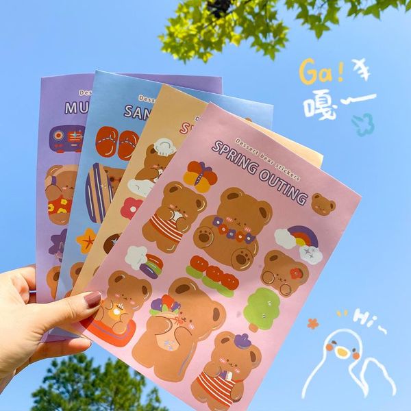 Adesivi murali WG Cartoon Cute Bear Ins Hand Account Materiale Decorazione Kawaii