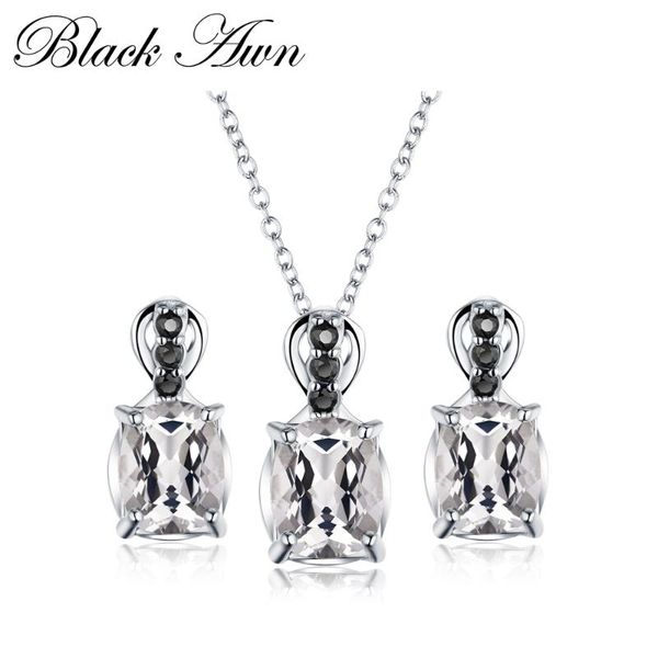 

bracelet, earrings & necklace [black awn] 925 sterling silver fine jewelry sets trendy engagement wedding necklace+earring for women pt160
