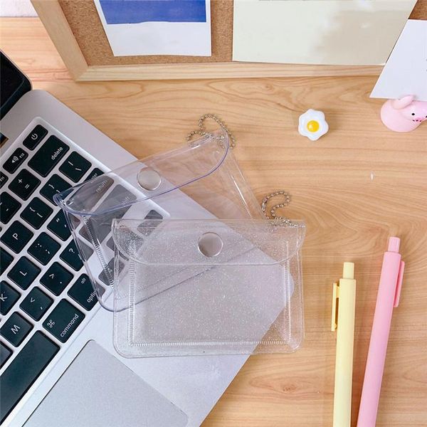 

card holders coin purse wallet pouch id holder transparent organizer case thin fashion, Brown;gray