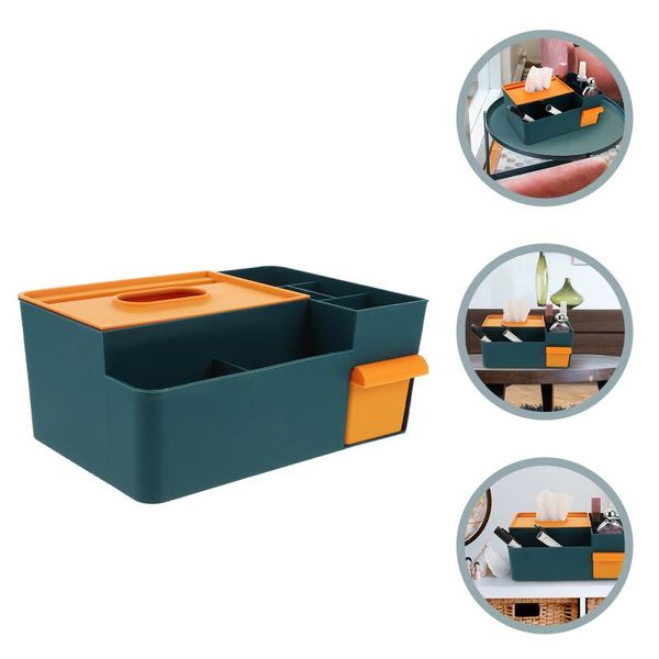 

tissue boxes & napkins 1pc multi-function cosmetic storage box compartment makeup