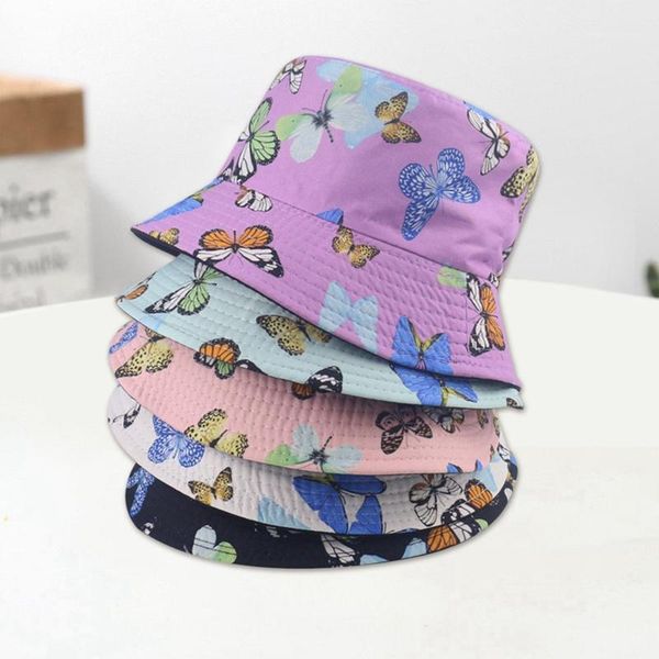 

new fashion women ladies butterfly embroidered fisherman hat simple visor caps outdoor casual sun hat bucket hats1, Blue;gray