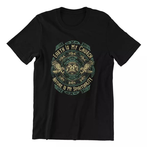 

earth is my church, nature is my spirit - printed t-shirt greenpeace world, White;black