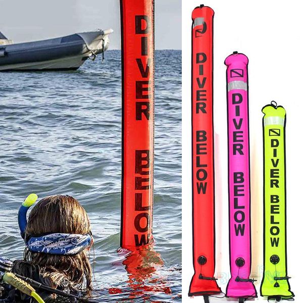 

pool & accessories diving smb signal 1.2m/1.5m/1.8m surface marker buoy diver below scuba inflatable tube safety sausage