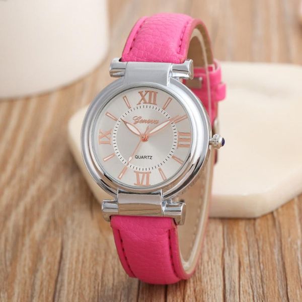 

wristwatches women's watches silver roman numerals dial ladies simple quartz wristwatch fashion casual leather strap clock gift montre, Slivery;brown