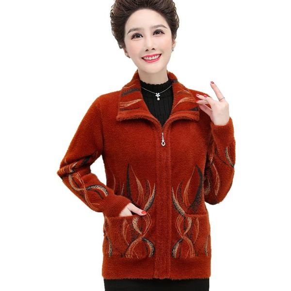 

fashion lapel mink wool women jacket 2021 autumn winter loose plus size comfortable casual zipper cardigan coat women's jackets, Black;brown