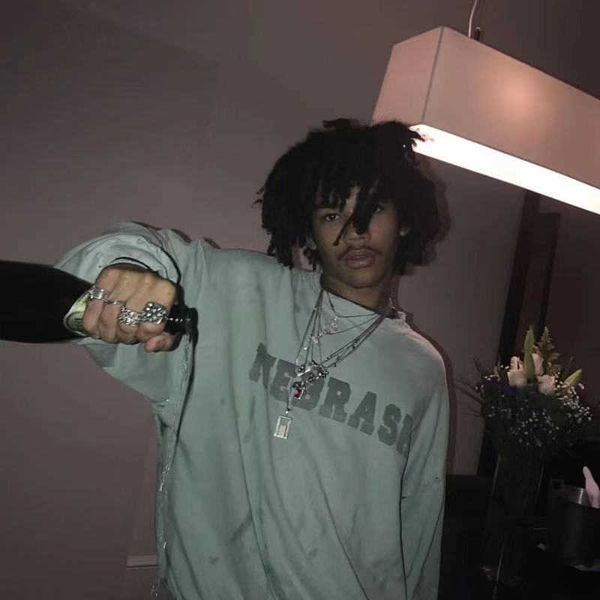 

raf high street simons wash damaged mint green hole worn loose round neck pullover 85br, Black