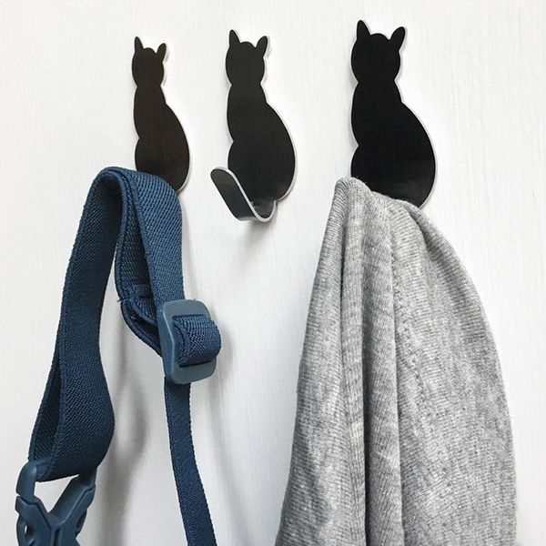 

hooks & rails 2pcs/6pcs home decor no-trace kitchen bathroom self adhesive wall style multi-function 304 stainless steel hook hanger cat sha