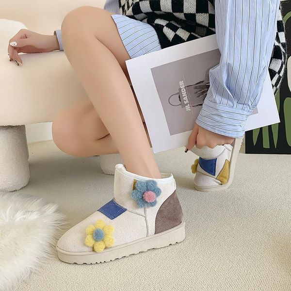 

boots simple fashion plus velvet thick snow women 2021 flat short bread students fried street warm cotton, Black